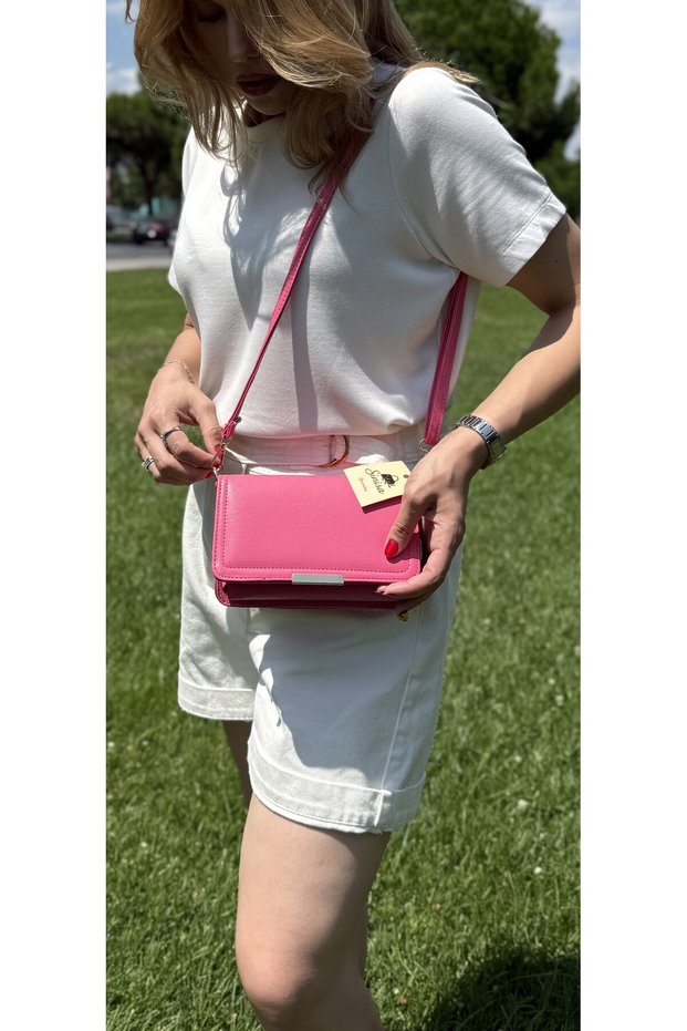 Women's Shoulder Bag with Wallet and Card Holder Detail