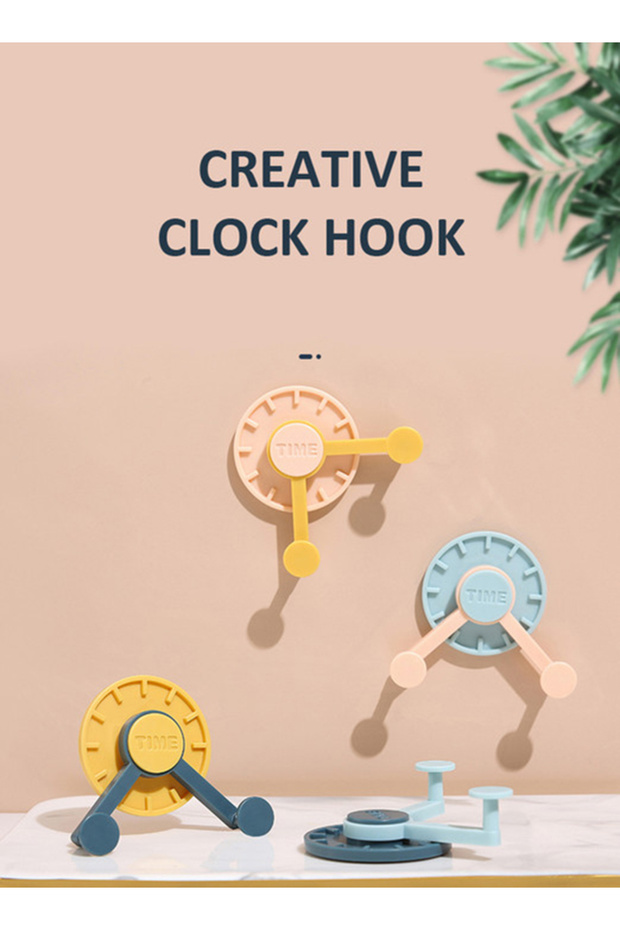 Multi Purpose Creative Clock Hook Yellow 5x7.3cm - 2