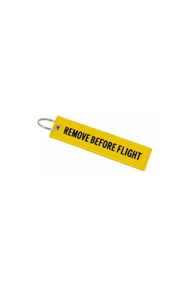Keychain, 'Remove Before Flight', Yellow, Textile - 1