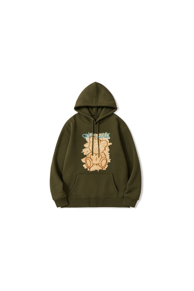 “Trend Oversize Hooded Sweatshirt - Comfortable 3 Thread Fabric, Colorful Printed Unisex”