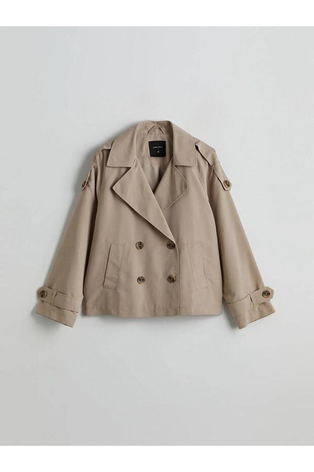 LCW Kruvaze Yaka Oversize Kadın Trençkot (W5) - 1