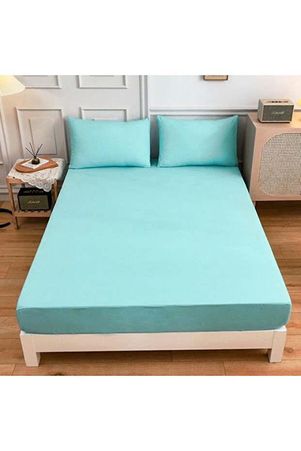 طقم شرشف مزدوج بدون مطاط مقاس 220 × 240 شرشف + 2 كيس وسادة