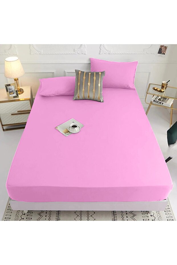 طقم شرشف مزدوج بدون مطاط مقاس 220 × 240 شرشف + 2 كيس وسادة