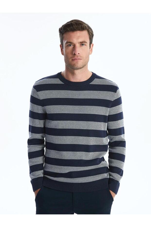 Lcwaikiki Crew Neck Long Sleeve Color Block Men's Knitwear Sweater (W5)