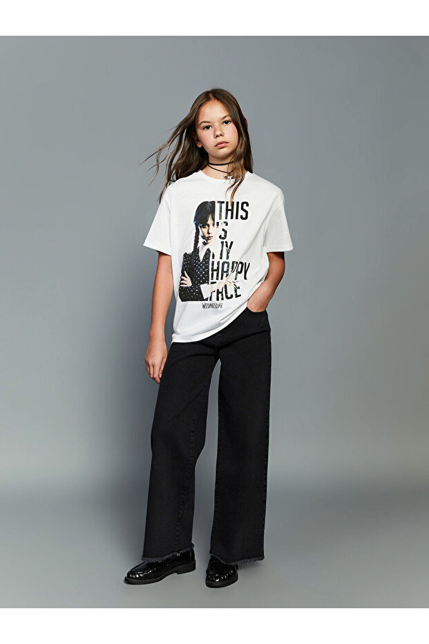Crew neck printed girl's t-shirt