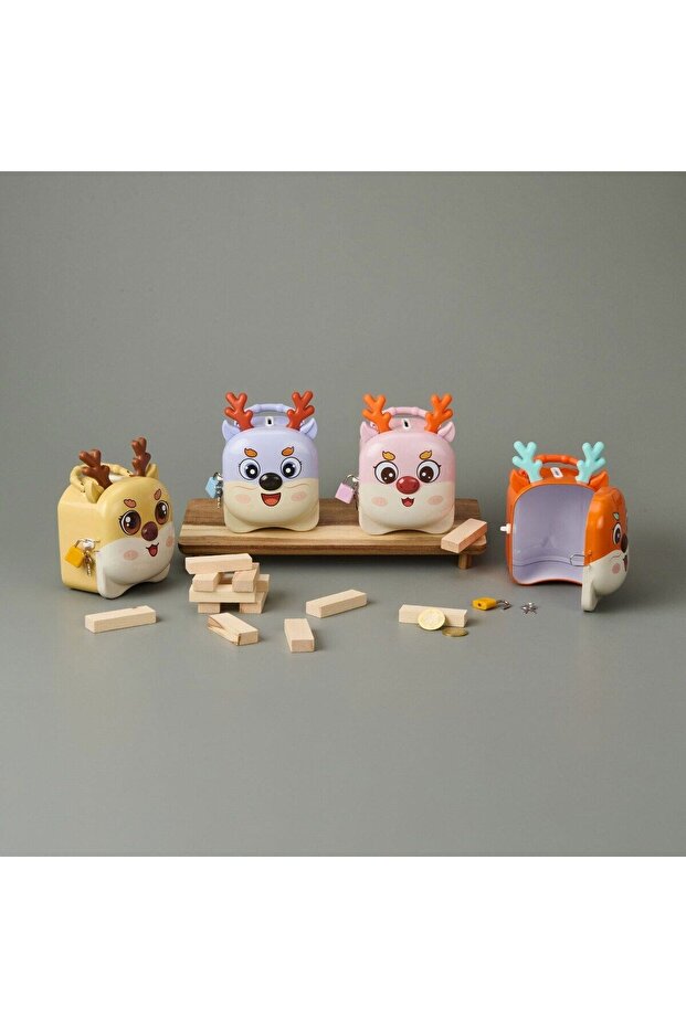 Interlocking Metal Piggy Bank with Deer Design – 16X10 Cm, Colorful, for Children