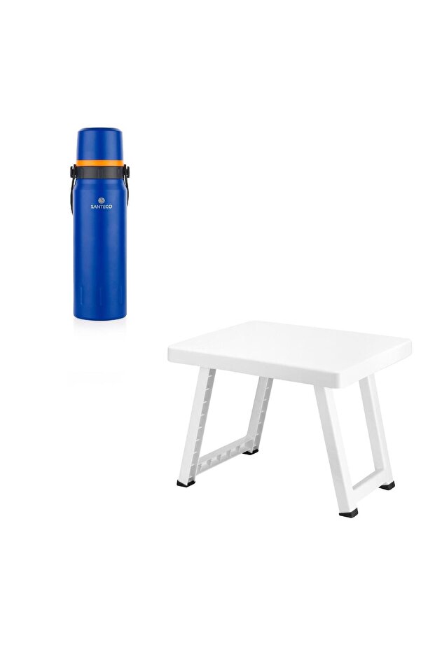 Steel Thermos 1200 ml Blue and Camping Stand