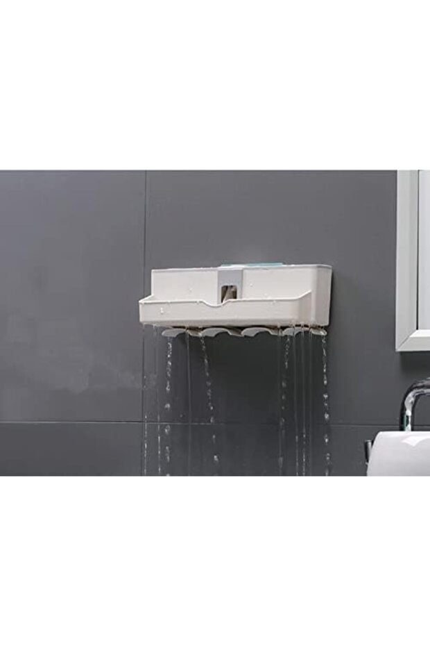 حامل فرشاة أسنان مثبت على الحائط مع موزع معجون أسنان أوتوماتيكي - 8