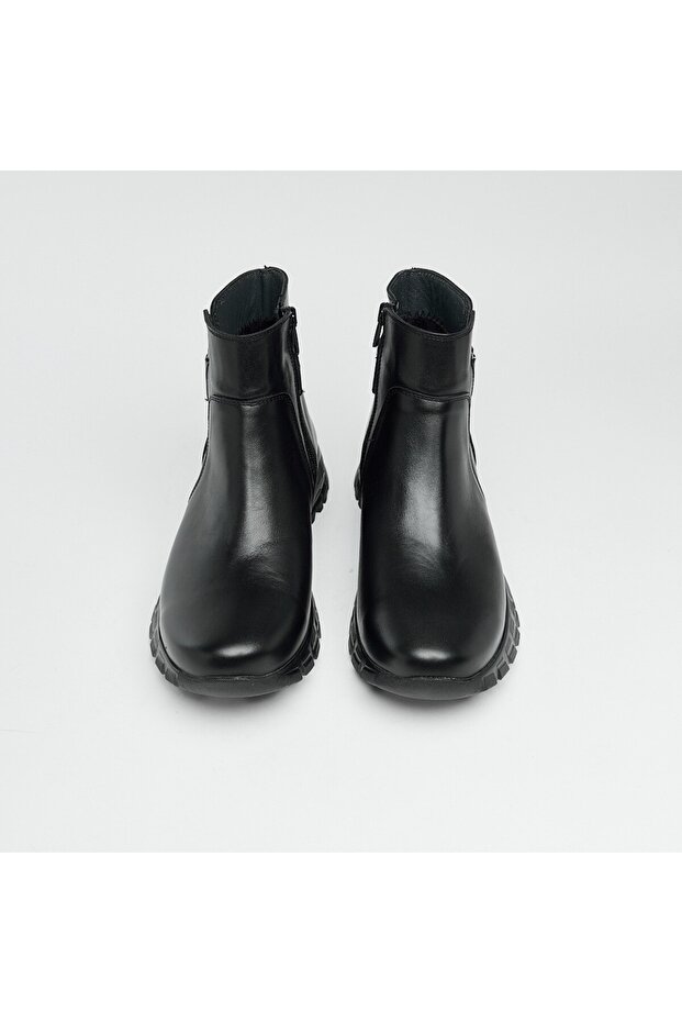 Hakiki Deri Fermuarlı Kadın Bot - 3