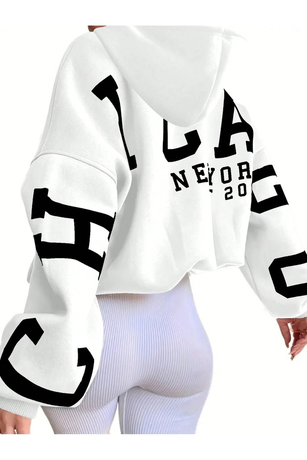 Unisex Women Men Chicago New York Printed Custom Design 3 Thread Hooded Sweatshirt Hoodie
