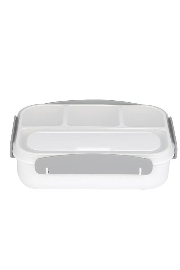 صندوق غداء مستطيل بأربعة أقسام - رمادي/أبيض - 2