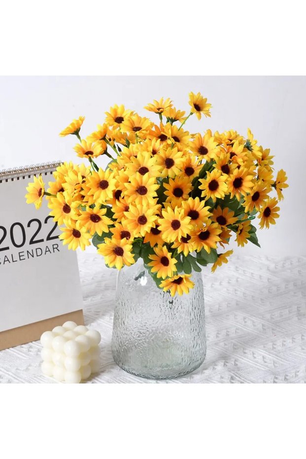 2 Bunches of Artificial Luxury Daisy (Without Pot) Sunflower Sunflower Bouquet Vase Agaç