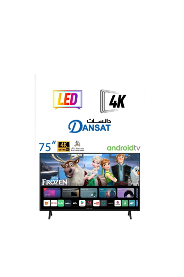 تلفزيون ذكي 75 بوصة فائق الدقة 4K يعمل بنظام أندرويد مع حامل حائط DTD75BU أسود