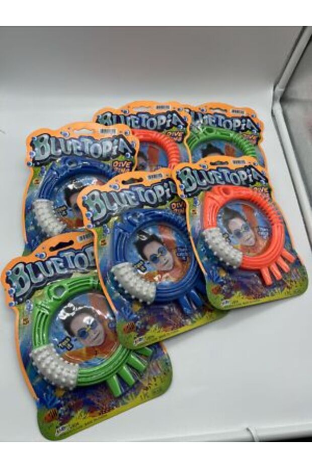 BlueTopia Dive Rings Blue, Green & Orange Easy Grip Pool Toys Weighted Hoop