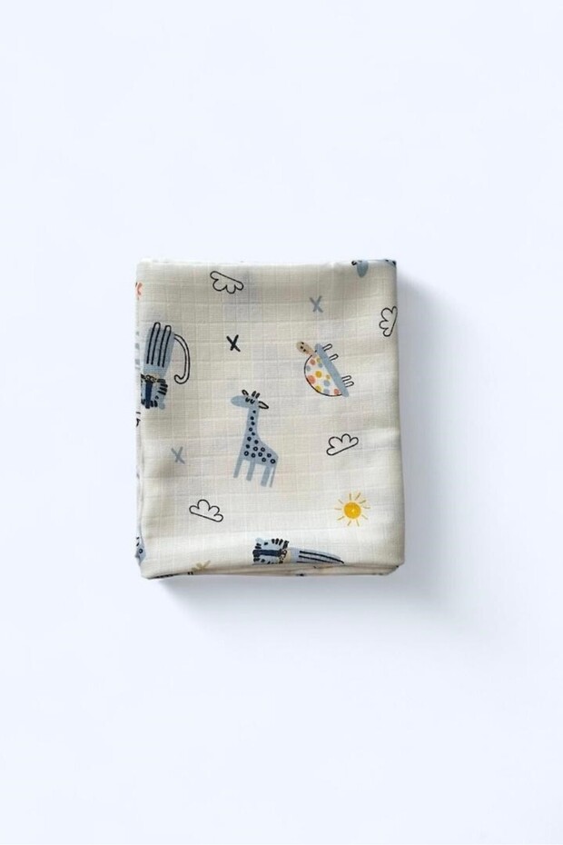 غطاء وبطانية موسلين منقوشة - 4