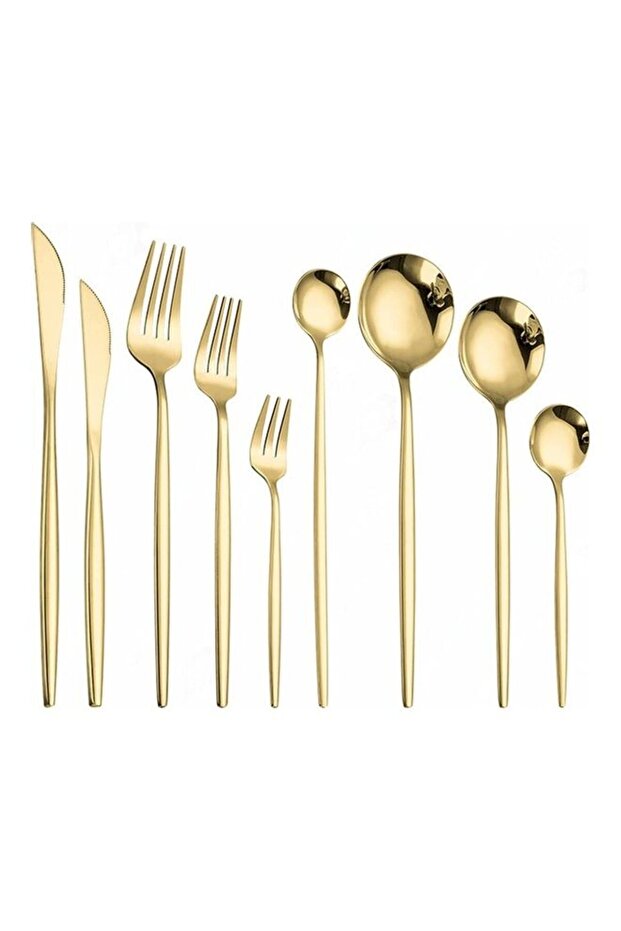 9-Piece Various Size Stainless Steel Cutlery Set Golden