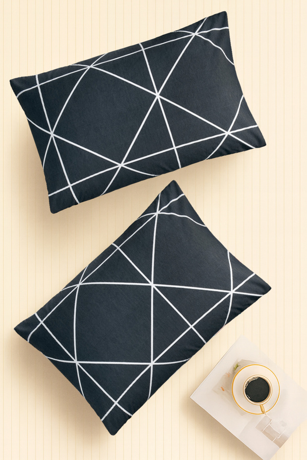 |   نمط |   مجموعة رانفورس مكونة من 2 غطاء وسادة |   الرمادي الهندسي - 1