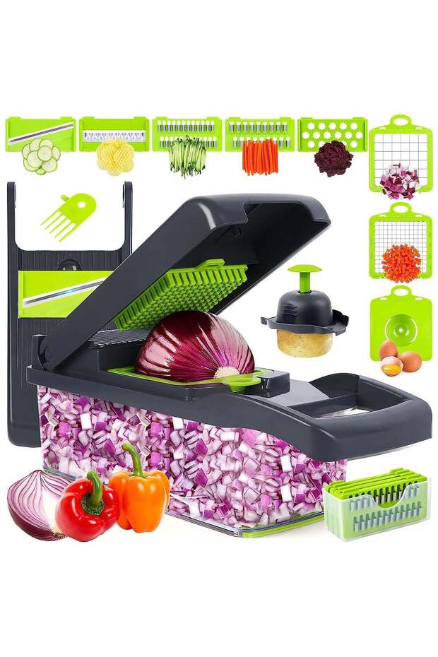 Vegetable Chopper, 22Pcs Multifunctional Food Chopper, Professional Onion Chopper, Fruit Cutter wit