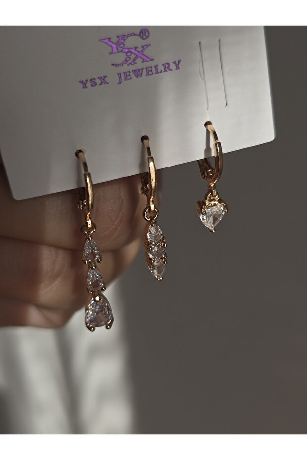 3 lü çelik küpe - 2