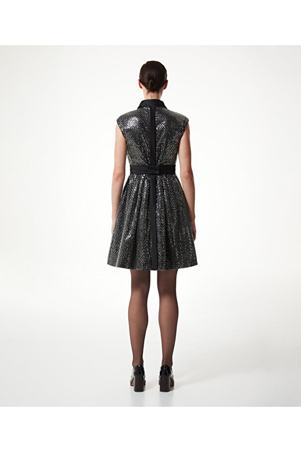 Payetli mini elbise - 7