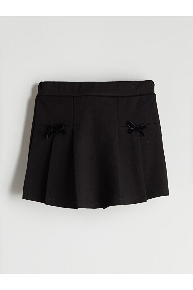 Siyah Beli Lastikli Basic Kız Çocuk Şort Etek - 3