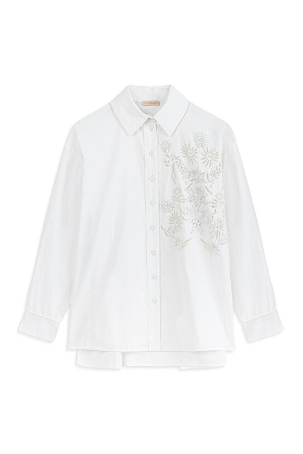 Nakışlı oversize gömlek - 3