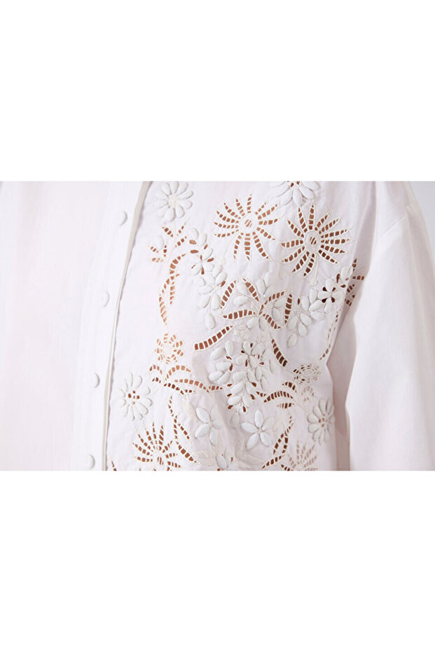 Nakışlı oversize gömlek - 6