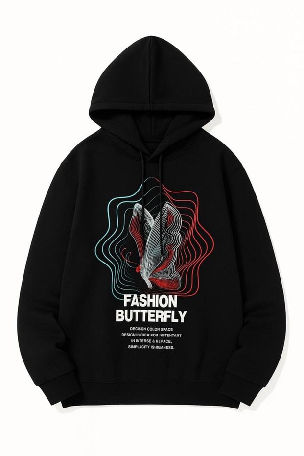 “Trend Oversize Hooded Sweatshirt - Comfortable 3 Thread Fabric, Colorful Printed Unisex”