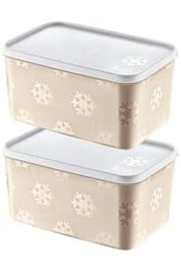 Snshop Set of 2 No Frost Storage Container Latte 2600 ml 467437 - 3
