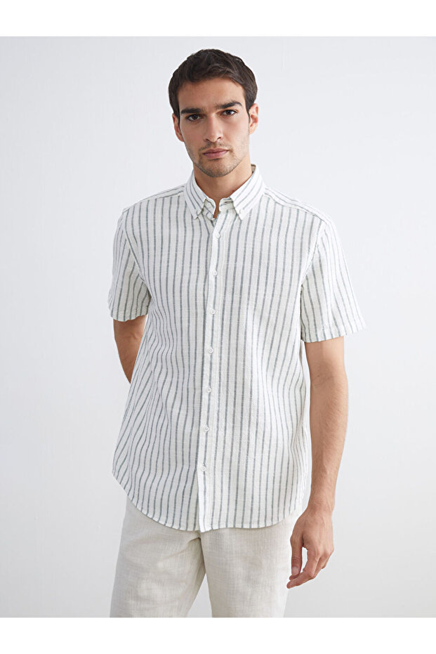 Regular Fit Short Sleeve Striped Men's Shirt