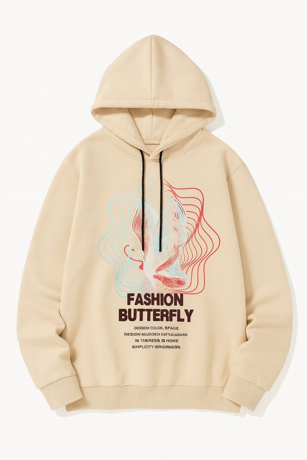 “Trend Oversize Hooded Sweatshirt - Comfortable 3 Thread Fabric, Colorful Printed Unisex”