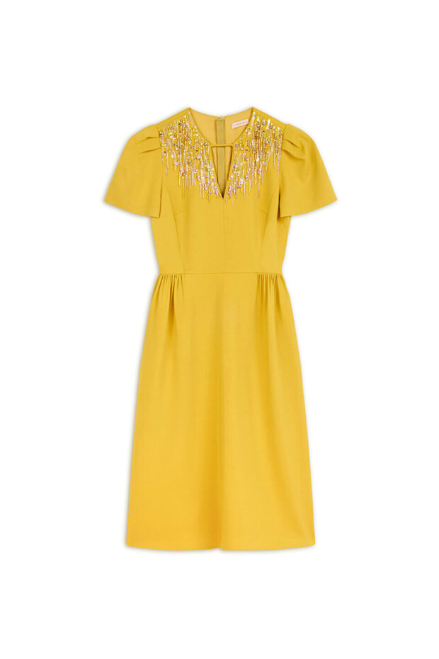 İşlemeli cutout elbise - 3