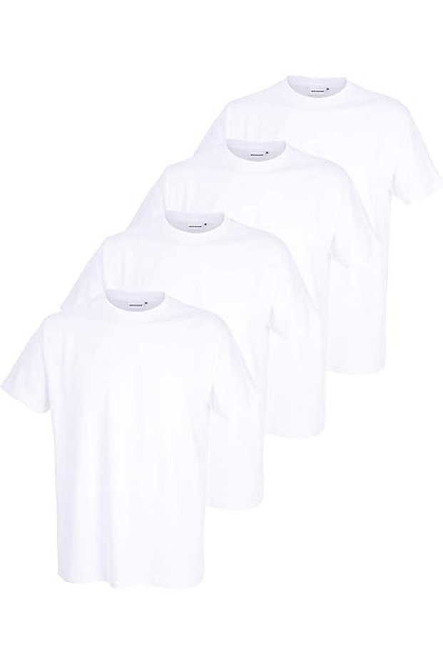 Pack of 4 White Relaxed Fit Oversized Cotton Unisex T-Shirts
