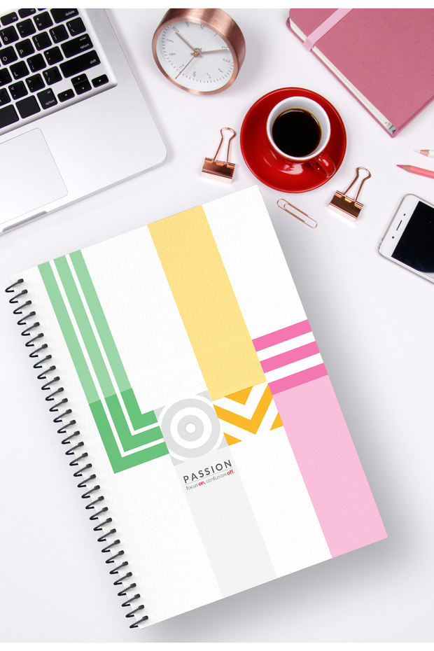 A5 Cardboard Cover Spiral Line Notebook/ 96 Pages/Thematic Series No: 4 “Love” Passion