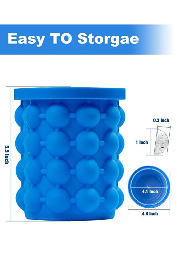 Silicone Ice Cube Maker Genie – Compact Ice Cube Tray with Lid & Storage Bucket | Easy Release - 5