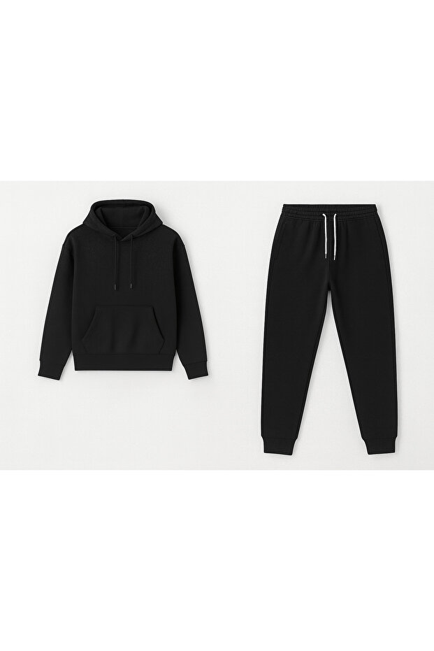 “Unisex Oversize 3 Thread Hooded Sweatshirt and Sweatpants Set”