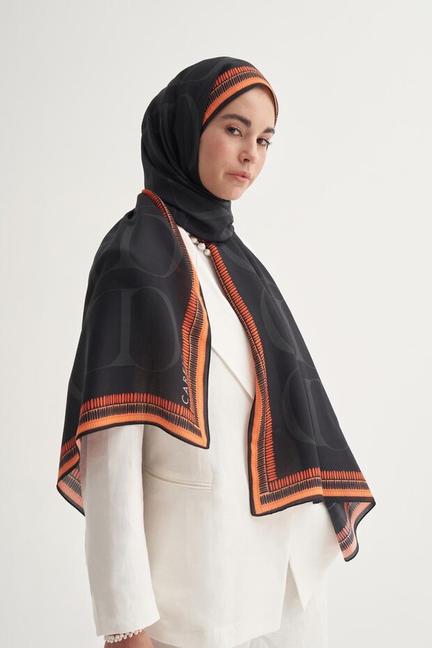 Side Monogram Floş Şal Siyah - 2