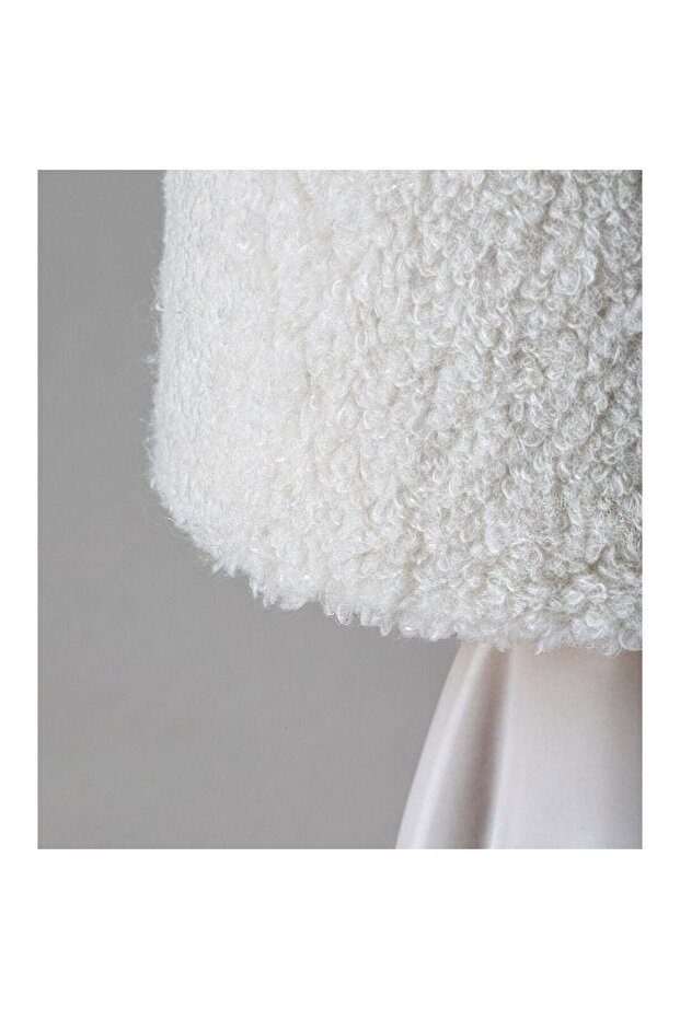 Table lamp, playful design, fluffy textile lampshade, ceramic body, one bulb with E14 socket, 40 W,... - 3