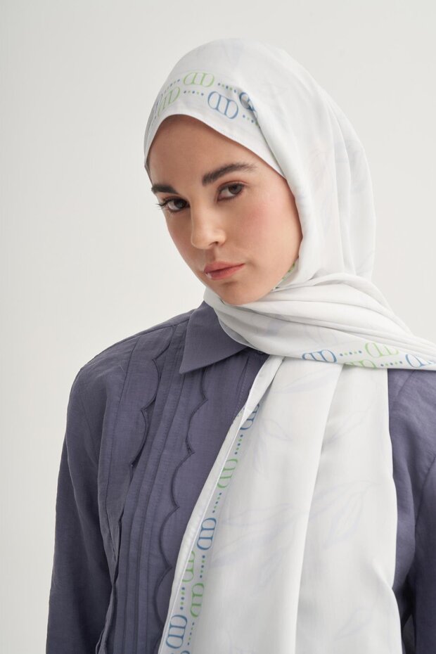 Aurella Monogram Floş Şal Soft Mavi - 3