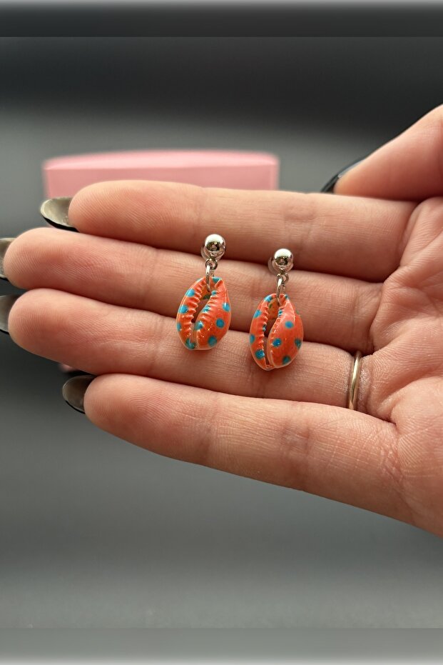 Gold Plated Colorful Seashell Earrings, Handmade Seashell Earrings