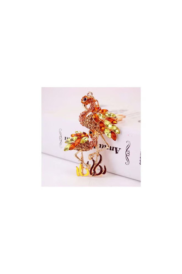 Luxury Diamond Studded Antique Key Chain Orange