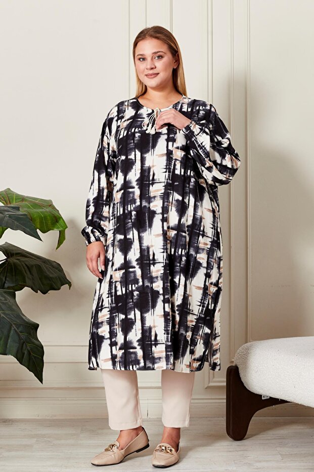 تونيك نسائي برباط مقاس كبير - 6