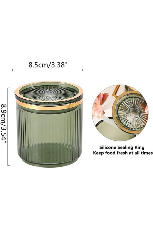 3 Pack Clear Acrylic Condiment Spice Jars,Condiment Spice Box With Lids and Spoons and Tray,360ML - 4