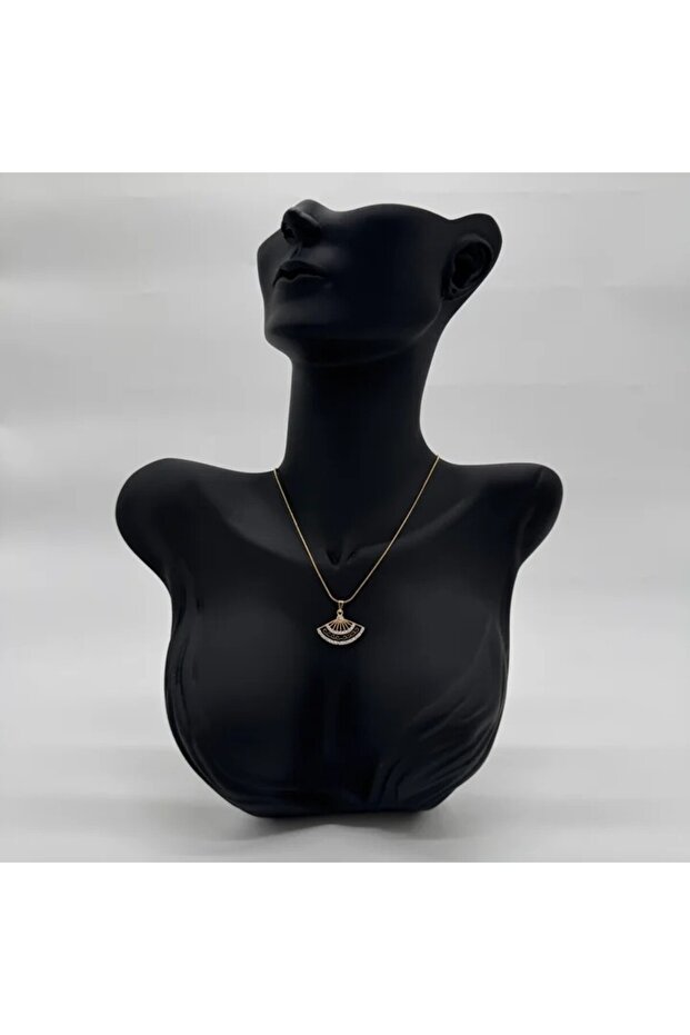 Steel Fan Black Trend Model Gold Necklace - Gold