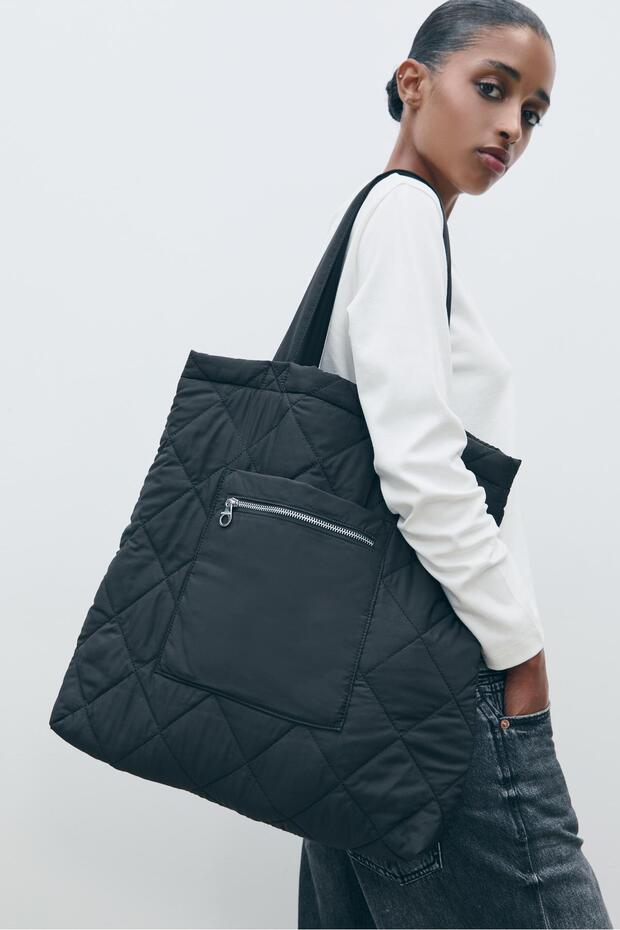 Çift taraflı kapitone shopper çanta - 2