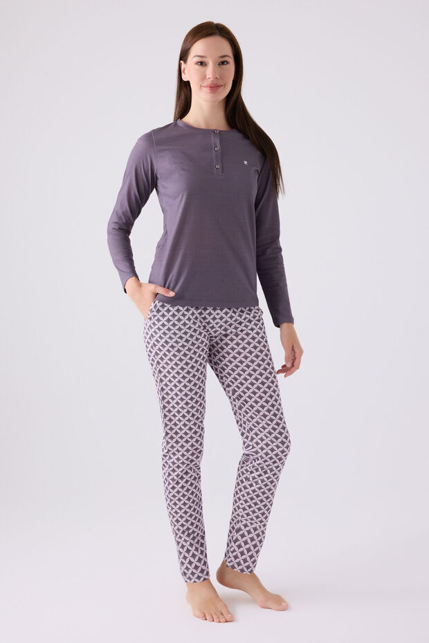 Women's Gray Long Sleeve Pajama Set