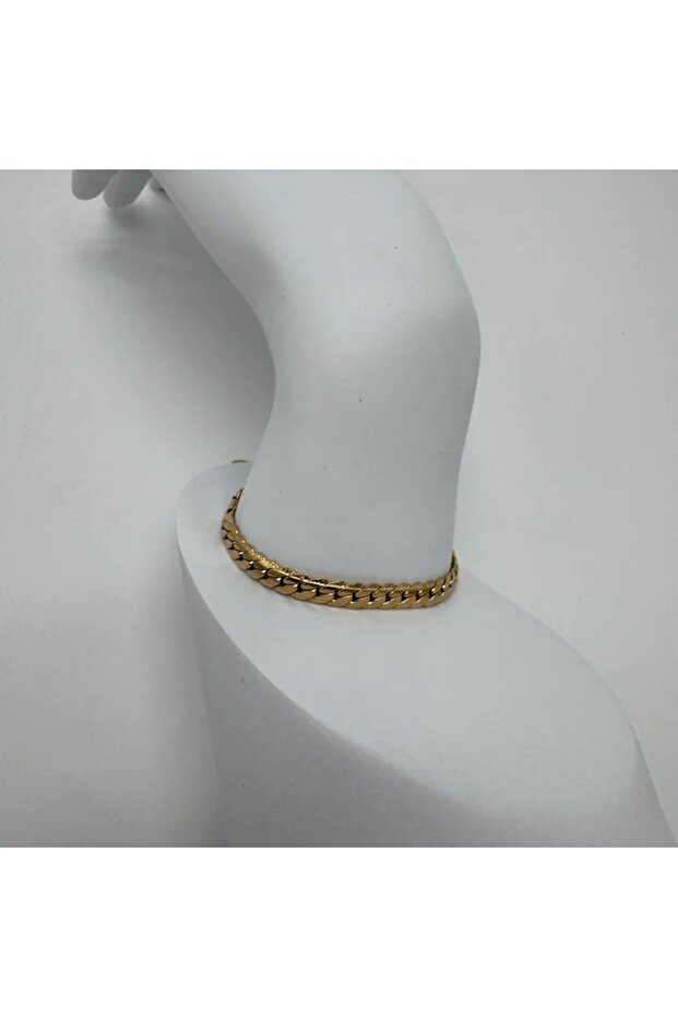 Steel Gold Unisex Thick Chain Detail Bracelet - Gold