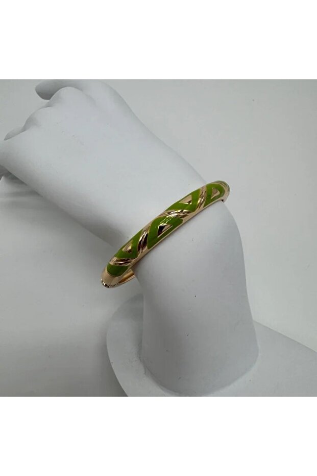 Special Series Green Enamel Handcuffs - Gold