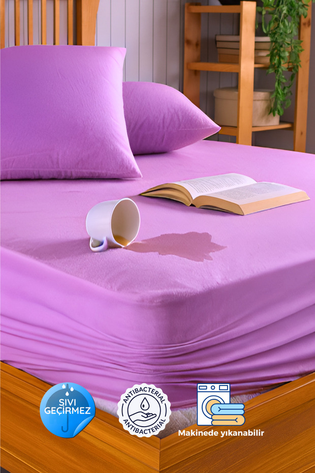 Lilac Micro Fitted Full Edge Water Liquid Proof Mattress Protector Mattress-Twin-Double King Size Mattress