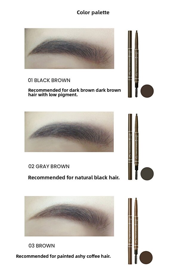 قلم تحديد الحواجب السريع - مظهر طبيعي، مزود بمصعد، قلم حواجب (01 أسود بني) - 3